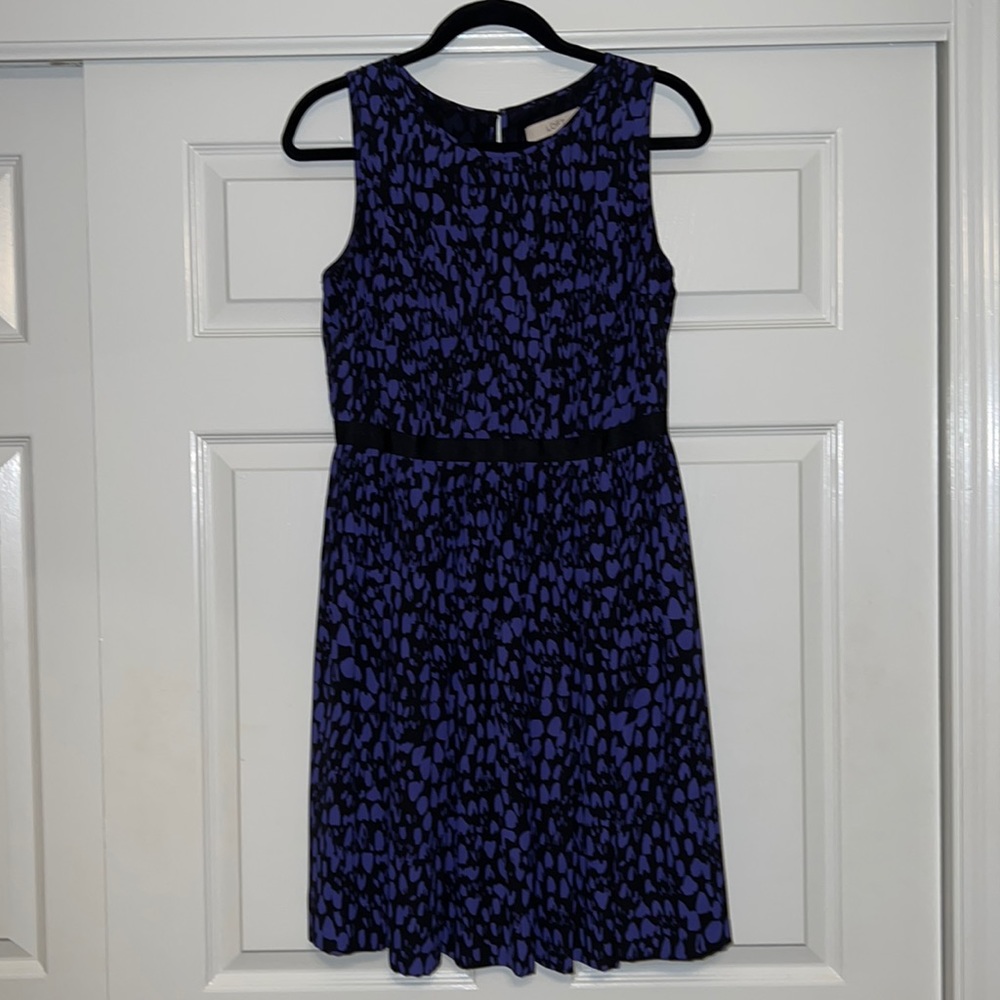 Loft pleated purple and black chiffon dress 6